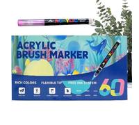 Marqueurs Acrylique Pointe Pinceau Douces Multi-Couleurs Fournitures | Set de Feutres Créatifs Pour Adultes Décorations Fêtes Anniversaire Noël