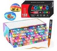 Marqueurs Acryliques 168 Couleurs Pointe Pinceau Encre Liquide Pour Pierre Bois Papier Tissu Verre Et Plastique
