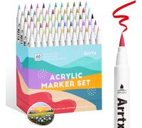 Marqueurs Acryliques 60c Couleurs Pour Paysages, Marqueurs Peinture Acrylique Résistants À L'eau Pour Peinture De Pierres, Feutre Acrylique Pour Artistes,Amateurs,Bois,Toile,Verre,Céramique