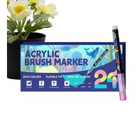 Marqueurs acryliques avec pointe pinceau, fournitures artistiques multicolores souples à superposer - Lot de marqueurs de peinture acrylique - Pour l'écriture, les fournitures de bureau, les enfants