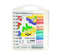 Marqueurs acryliques de couleur 12/24/36 couleurs imperméables à pointe pinceau pour enfants, étudiants, dessin, fabrication de cartes, scrapbooking, marqueurs pour peinture sur roche
