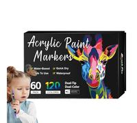 Marqueurs acryliques - Double pointe pour décoration minérale | Outils indelebiles anti-décoloration permanents | Pinceaux deux bouts - papier, verre, bois, toile, céramique, pierre - séchage rapide