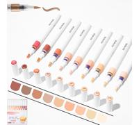 Marqueurs acryliques, empilables de couleurs multicouches, pointe pinceau de 1 à 5 mm, encre grand volume de 2,6 ml, système d'encre directe, adaptés à une variété de surfaces (couleur de peau)