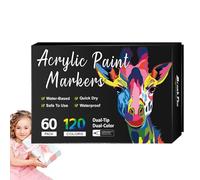 Marqueurs Acryliques - Ensemble de Stylos à Double Pointe pour Peinture sur Roche - Marqueurs Outils de Dessin pour Pierre Tissu Papier Toile Céramique