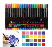 Marqueurs acryliques - Marqueurs de couleur - Lot de marqueurs acryliques à double tête - Pointe pinceau imperméable 24/36 couleurs - Fournitures artistiques pour peinture, graffiti, fabrication de
