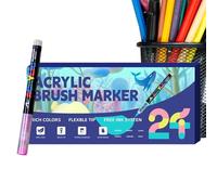 Marqueurs acryliques | Matériaux artistiques multicolores doux et stratifiables - Marqueurs à pointe pinceau pour peinture, pour adultes, fêtes, école, bureau, décoration créative anniversaire Noël