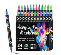 Marqueurs acryliques | Stylos de peinture à double pointe pour bois | Marqueurs permanents Fournitures d'artisanat Outils de dessin pour tissu roche papier toile céramique