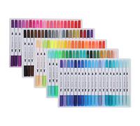 Marqueurs aquarellables de couleurs variées, stylos à double brosse à pointe fine souple, plume de détail de 0,5 mm et brosse de 1 à 3 mm pour les livres de coloriage, fournitures (STBG-100色)