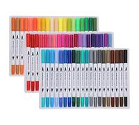 Marqueurs aquarelle de couleurs assorties, stylos à double brosse avec une pointe fine et douce, plume de précision de 0,5 mm et brosse de 1 à 3 mm pour les livres de coloriage, l’ (STBG-60色)