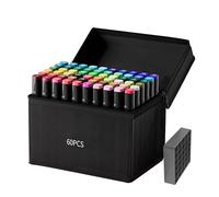 Marqueurs Artistiques,60 Couleurs Marqueurs À Alcool Double Pointe Feutres Artistiques - Matériel Artistique pour Dessin, Coloriage et Peinture sur Vitrail avec Stylo à Base d'Huile