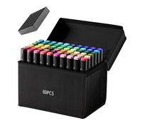 Marqueurs Artistiques - 60 Couleurs Marqueurs À Alcool Double Pointe Feutres Artistiques | Pointe Fine et Biseau pour Dessin Fournitures d'Art Stylo à Peinture Base Huile pour Papier Tissu Journaling
