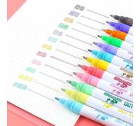 Marqueurs Artistiques À Double Ligne, 12 Couleurs, Pour Scrapbooking, Carte D'affiche Graffiti À Balle Pour Journal Intime