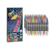 Marqueurs artistiques avec paillettes : stylos à double pointe de 5,83 pouces, kit de dessins sans saignement, kit de marqueurs brillants de 24 48 72 96 couleurs pour les jours, albums de découpe