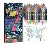 Marqueurs artistiques, double pointe qui ne bavent pas, marqueurs de coloriage pour art | pour journal, scrapbooking, croquis, illustrations, gribouillage, école, maternelle