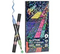 Marqueurs artistiques - Stylos à paillettes à double pointe | Papeterie de livre de coloriage pour adultes pour la journalisation des illustrations de croquis de scrapbooking, pack de 24 doodles