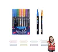 Marqueurs auto-tracés - Stylos à double ligne à paillettes pour la peinture, les pailletés, l'écriture, le dessin pour journal, cartes de vœux, dessin