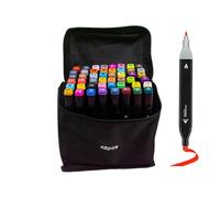 Marqueurs avec pinceau et pointe fine - Marqueur à croquis de peinture avec deux pointes, étui de rangement portable, kit de dessin avec encre lisse | Art Journaling, calligraphie, pratique de design