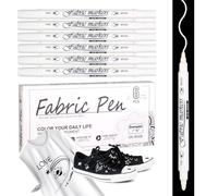 Marqueurs Blanc Textile et Tissu , 6 Pièces Blanc Feutres Textiles Permanent , Marqueur Indelebile Non-Toxique , Imperméable Feutre Textile Double Pointe pour Vêtements Décorer des T Shirt, Sac Tissu