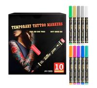 Marqueurs Body Art - 10 Crayons Lavables de 10 Couleurs | Marqueur Corps À Paillettes Cosmétiques - Pour Adultes Jeunes Femmes Hommes Fête d'Anniversaire Carnavals Cosplay Danse Séances