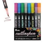 Marqueurs brillants, marqueurs de contour colorés Marqueurs de contour propres - Marqueurs à paillettes pour gribouiller, scrapbooking, dessins, cartes de foi