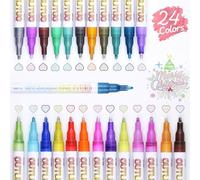 Marqueurs Contours, Marqueurs Contour, Stylos artistiques 24 Couleurs Stylos Artisanaux pour écrire des cartes de Noël, vœux d'anniversaire, scrapbooking, dessin