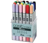 Marqueurs - Copic - Ciao - Lot de 24 - Double pointe - Multicolore