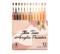 Marqueurs Corporels,12 Couleurs Stylos Acrylique Résistants à l'Eau - 12 Pièces Set de Marqueurs Artistiques pour Coloriage Corporel,Pour Adultes Filles Adolescents Illustration Croquis Bois Verre Pie