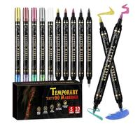 Marqueurs Corporels 5 Pièces 10 Couleurs Double Embout Lavable Temporaire | Marqueur Sûr Pour La Peau pour Bras et Visage de Rôle Scène de