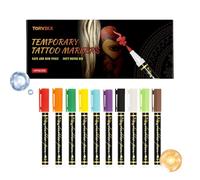 Marqueurs Corporels pour Art Corporel - 10 Couleurs Maquillage Visage Haute Définition - Stylos Dermographiques Précision - pour Anniversaire Cosplay Festival Maquillage Rassemblement Ados Adultes