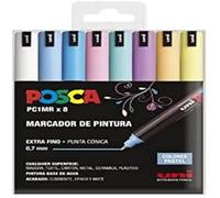 UNI Posca Lot de 8 marqueurs PC1MR de couleur pastel à pointe conique extra fine