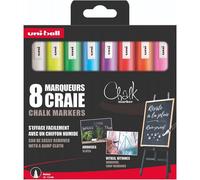 Uni-Ball 186212 - Set de marqueurs pour fenêtres et craies, 8 marqueurs à craie PWE-5M, crayons à craie 1,8-2,5 mm pointe ogive