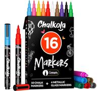 Marqueurs Craie Extra Fins Pour Tableau Noir & Verre (Lot De 16, Pointe 1mm) Marqueurs Pour Fenêtre, Feutres Craie Liquide Pour Tableau Effaçable, Miroir, Voiture Marqueurs Fins Effaçabl[Z3283]