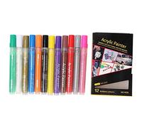 Marqueurs d'art Brush stylo, 12 couleurs Acryliques Marqueurs de peinture marqueurs stylos pour adultes livres de coloriage graffiti à base de peinture à base de peinture de