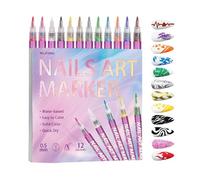Marqueurs d'Art pour Ongles | Outils de Liner pour Manucure à Séchage Rapide 12 Couleurs | Stylo à Points pour Ongles | pour Femmes, Débutants, Salon, Fête, Pratique Quotidienne, Anniversaire et Noël