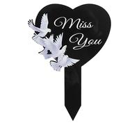 Marqueurs de cimetière pour tombes | 120 g Sympathie 2D Piquet acrylique | Marqueurs élégants pour tombes commémoratives | Heart Memorial Stakes | Marqueurs de tombe en cœur et croisement pour le