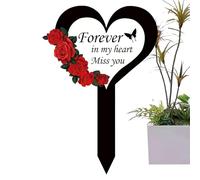 Marqueurs de cimetière pour tombes | 120 g Sympathie 2D Piquet acrylique | Marqueurs élégants pour tombes commémoratives | Heart Memorial Stakes | Marqueurs de tombe en cœur et croisement pour le