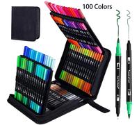 Marqueurs De Coloriage À Pointe Fine Et Pinceau Pour Touristes,Stylos Marqueurs D'art,Fournitures D'art De Peinture,12 Couleurs,24 Couleurs,36 Couleurs,48/132 Couleurs - Type Cd-100 Colors