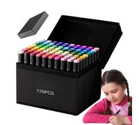 Marqueurs de coloriage - Ensemble de dessin adultes, stylos à base d'huile résistants à l'eau, conception de précision à double pointe, flux lisse fin, fournitures d'art professionnelles pour l'