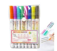 Marqueurs de contour à double doublure, marqueurs de contour pour, 8 marqueurs d'écriture pailletés à double doublure, dessin de stylo pour carte de vœux d'anniversaire, griffonnage