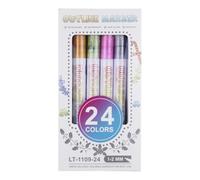 Marqueurs de contour à double ligne 24 couleurs-Stylos en gel fantaisie, ensemble de cartes de voeux de Noël Halloween, kit de journal manuscrit spécial | Fournitures d'art doubles vibrantes