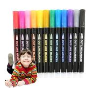 Marqueurs de contour à double lignes, stylos marqueurs de contour | Dessin 12 couleurs marqueurs de stylos à double lignes,Stylos marqueurs de peinture à double lignes, pour peindre des cartes de vœux