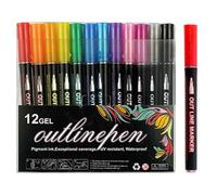 Marqueurs de contour brillants : marqueurs de contour colorés, ensemble de marqueurs de contour à double ligne | Marqueurs brillants avec contour propre de dessin, stylo de contour