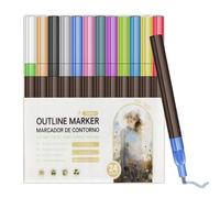 Marqueurs de contour de doubles lignes - stylos de contour de soi colorés, outils artistiques métalliques | Supplies de dessin Doodle, accessoires de journalisation du scrapbooking, décoration