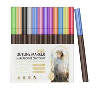 Marqueurs de contour, marqueurs de contour à paillettes, ensemble de marqueurs de contour à double trait, marqueurs de contour propres pour dessiner des gribouillages brillants, le scrapbooking, d