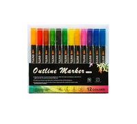 Marqueurs de contour - Marqueurs de contour scintillants - Fournitures d'art - Marqueurs de contour à paillettes - Marqueurs de contour colorés et imperméables - Marqueurs créatifs pour cartes de vœux