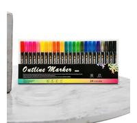 Marqueurs de contour scintillants - Stylos de contour colorés imperméables pour fournitures artistiques, dessins, marqueurs de coloriage pour cartes de vœux, affiches, carnets de croquis, dessins