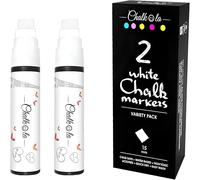 Marqueurs De Craie Jumbo Blancs - Lot De 2 Stylos Blancs De 15mm - Utiliser Sur Fenêtre, Voitures, Tableau Blanc, Tableau Noir, Verre, Bistro Aimé Par Enseignants, Artistes Et Entreprises