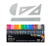 Marqueurs de double ligné - Ensemble de stylos scintillants pour projets artistiques créatifs, design aux couleurs vives avec pointe précise, stylos à dessin avec règle pour écrire, cartes de