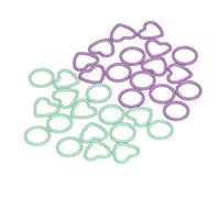 Marqueurs De Mailles Tricot Ronds En Forme De Cœur 32 Pièces, Vert Et Violet - Résistants Et Réutilisables, Accessoires Pratiques Pour Tricots Et Crochet