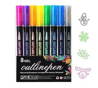 Marqueurs de peinture à double contour | Décoration de Noël, stylos de peinture super gribouillis sur métal, bois, céramique, cartes de vœux, loisirs créatifs